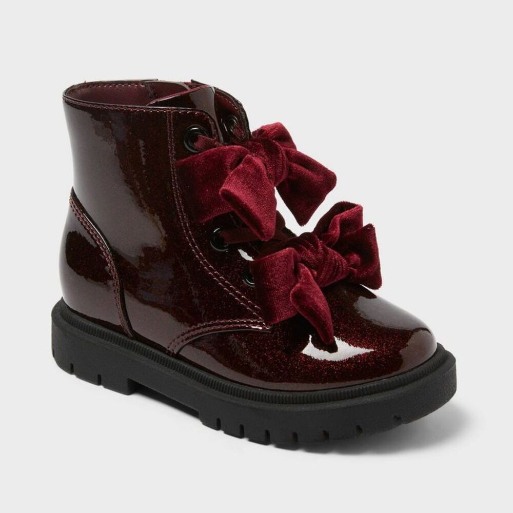Cat & Jack - Toddler Estes Shimmer Combat Boots - Cat & Jack Bu Red
